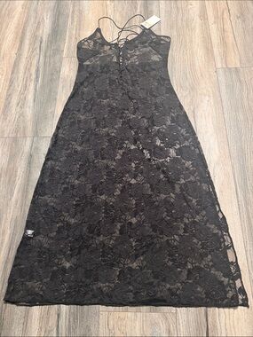 Lace Slip Nightdress - Black